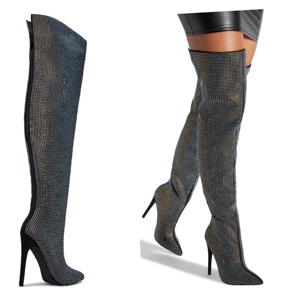 Shoe Dazzle ERIKA JAYNE COLLECTION Charmed Over The Knee Boot Sz 10